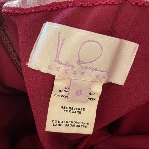 Hayley Paige Occasions Strapless Burgundy Chiffon Bridesmaid Dress 5913 Size 8 - Picture 10 of 12